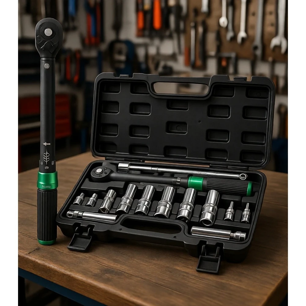 

3/8 Drive 14pc Torque Wrench and Swivel Spark Plug Socket Kit 5-45ftlb with Extension