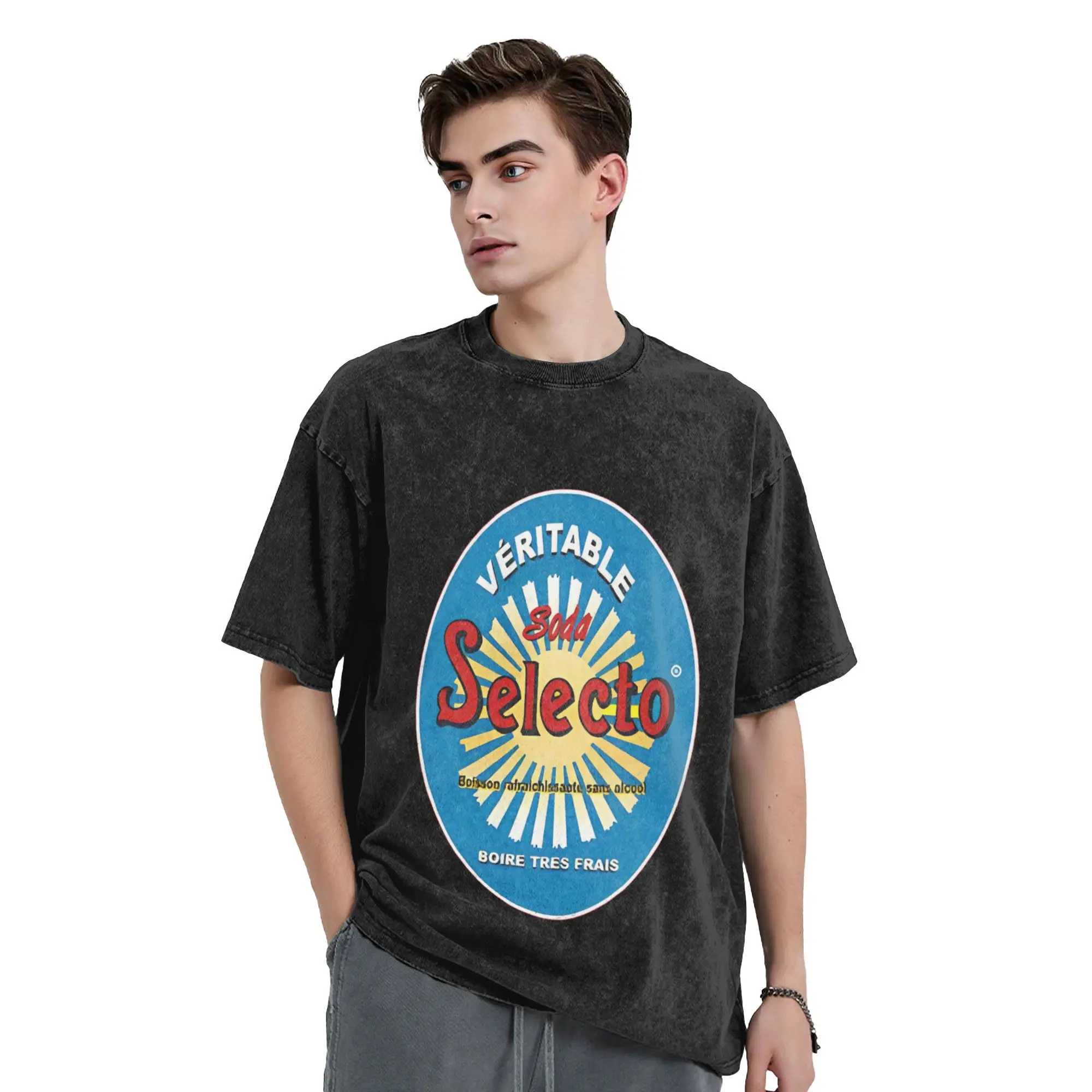 Novelty Selecto Algeria T-Shirt Men Round Neck Pure Cotton Washed T Shirt  Short Sleeve Tee Shirt Party Clothes image 3