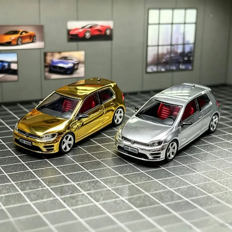 Modelo de Carro Esportivo em Metal 1:64 Golf R GTI MK7 7R, Miniatura de Carro de Corrida com Alta Simulação, Presente para Crianças