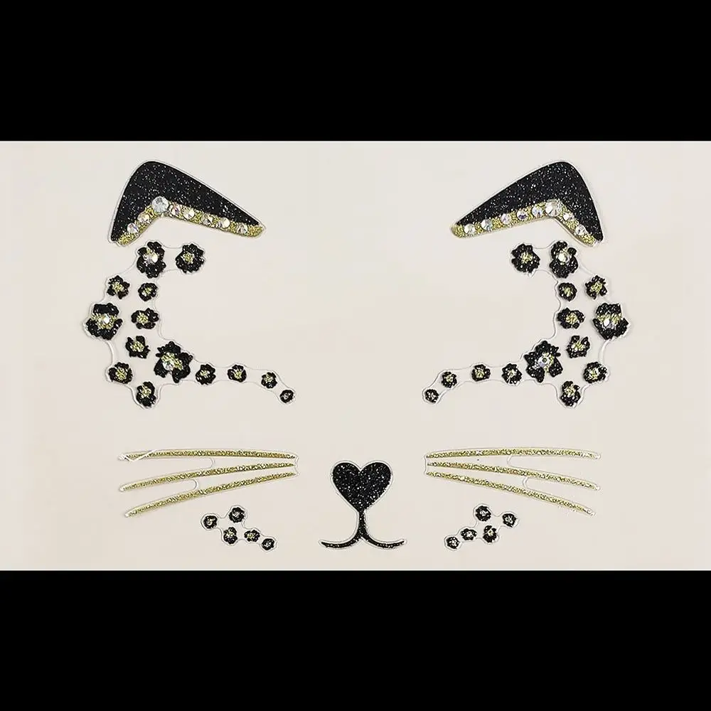 

Acrylic Diamond Cat Face Tattoo Temporary Long Lasting Fake Cat Face Stickers DIY Professional Tattoo Stickers Girls