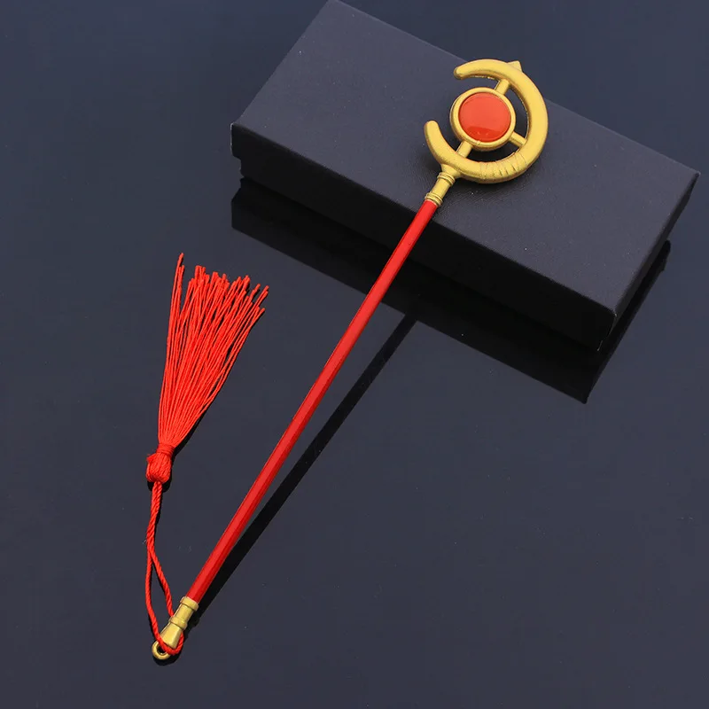 22cm/8.66 Frielian Anime 주변 장치 Frielian Magic Staff 무기 및 장비 합금 소품 장난감 코스프레 모델 펜던트 핸드 선물