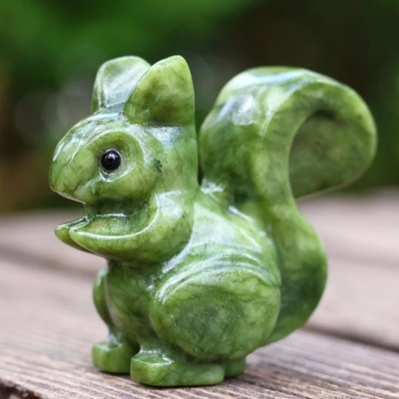 Natural Xiuyan Squirrel Figurine Ideal Crystal Gift Crafted From Selected Stone Unique Decorative Stone for Home Animal Carving