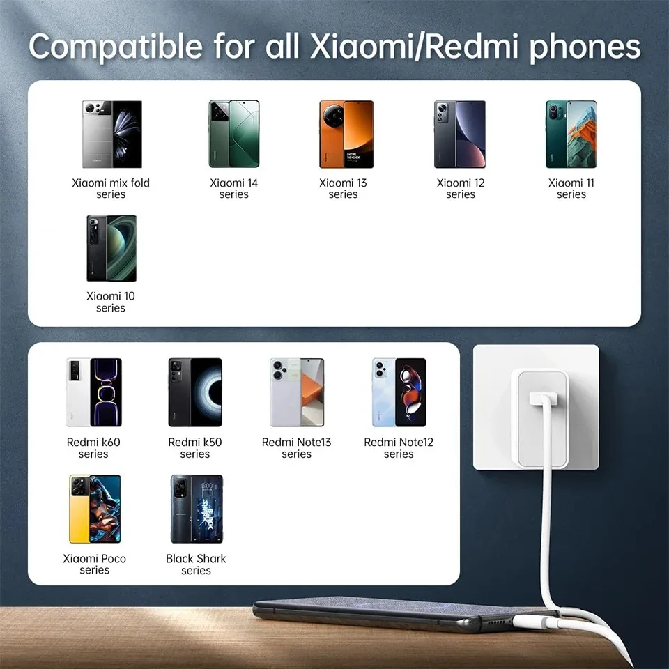 Xiaomi 120W EU US Original Super Turbo Charger For Xiaomi Adapter 1M USB Type C Cable Mi 17 15  14 POCO F7 X8 X7 Pro Redmi Note