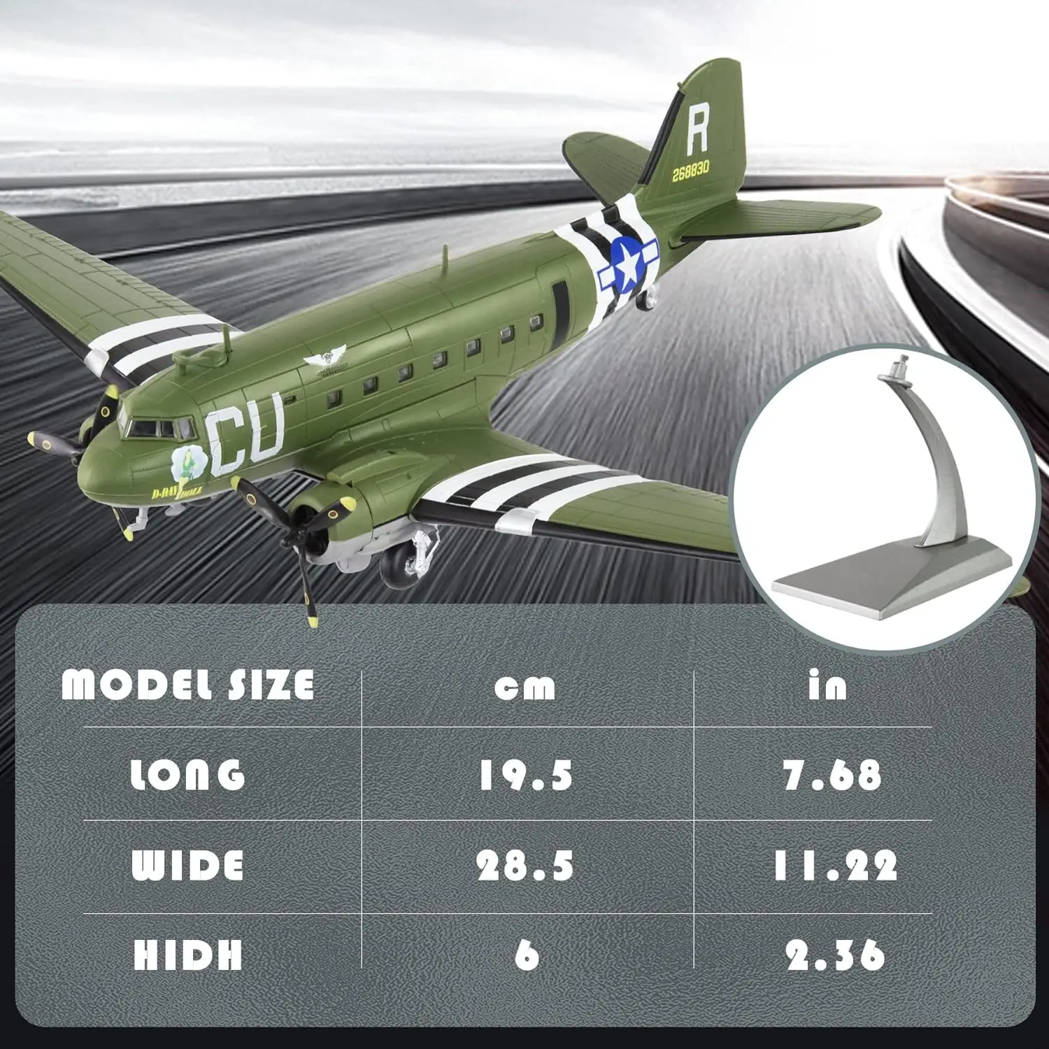 1/100 C-47 Transport Aircraft Plane Metal Aircraft Model Diecast Plane Model for Collection or Gift