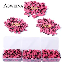 100pcs Nail Sanding Cap Bands for Nail Drill 80# 150# 240# Electric Foot Care Gel Polish Remover Cuticle Tool Accessory