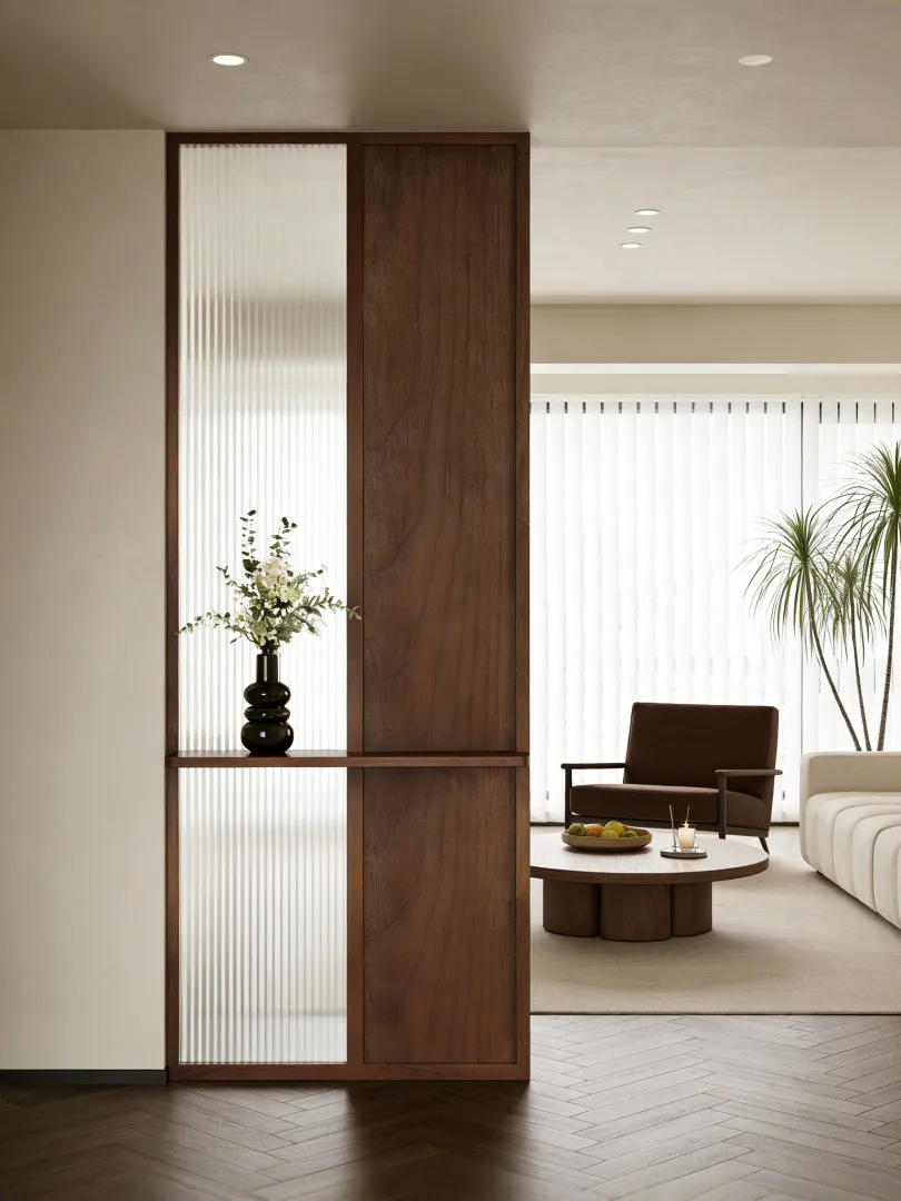 New Chinese-style solid wood entry front door entrance Changhong glass partition wall living room dining room sink block screen