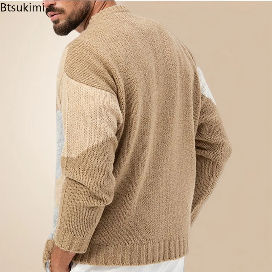 High Quality Jacquard Knitted Sweaters for Men Autumn Winter Fashion Casual O-neck Pullvers Versatile Knitwear Men Clothing Tops
