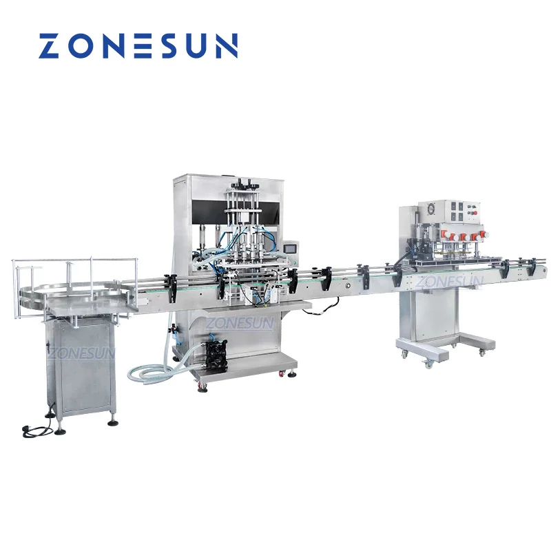 ZONESUN Automatic Production Line  Beverage Cream Sauce Bottle Filling Machine and Capping Machine ZS-FAL180P5