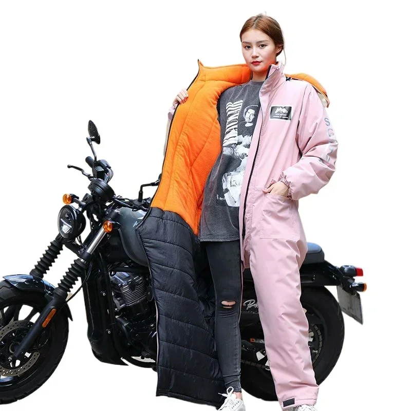 Winter Women Waterproof Electric Car with Fleece Integrated Motorcycle Zipper Clothing Motorcycle Riding Clothing for Men