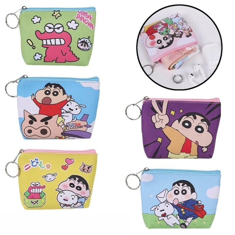 

Новый детский кошелек Crayon Shin-chan, аниме-кошелек для женщин из искусственной кожи на молнии, милая короткая сумка-кошелек для детей, сумка для хранения денег и ключей, подарки