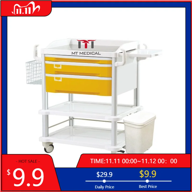 MT MEDICAL Mobile Aluminum Veterinary Emergency Trolley High‑Quality Cart For Animal Clinic Wholesale Application