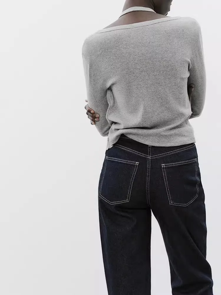 2025년 봄 여성 심플 네크라인 티셔츠 레이어드 긴팔 V넥 자켓 신상 출퇴근 스타일 슬림핏 폴리에스터 니트