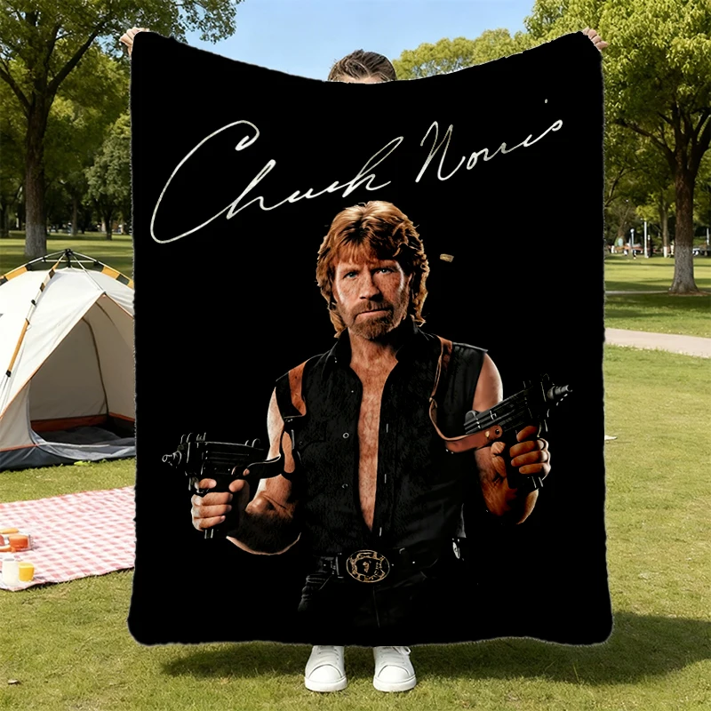 Chuck Norris Tribute Comfort Flannel Blanket, 80s Action Movie Legend Flannel Throw, Martial Arts Master Memorial