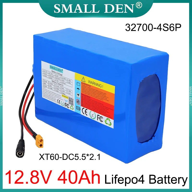 

12.8V 40Ah 32700 Lifepo4 Battery Pack 4S6P Built-in 40A BMS, For Electric two wheelers Boats Solar Kid's toy car12V Power Supply