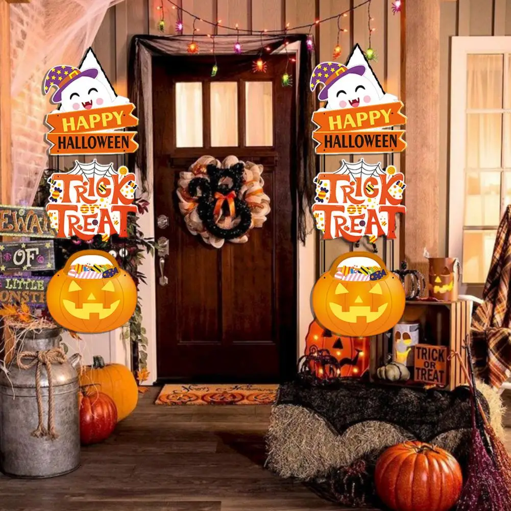 Durable Halloween Hanging Decorations Spooky Ghost Pumpkin Halloween Door Hanging Signs Indoor/outdoor for A for Halloween