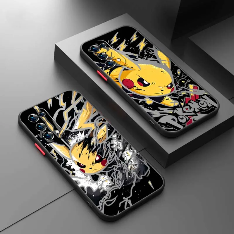 

P-Pikachus Anime Cute Phone Case For OPPO Find X3 X5 Lite Pro A98 A94 A93 A78 A79 A76 A58 A57 5G Frosted Translucent