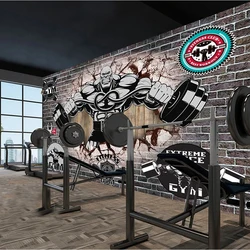 Photo Wallpaper Retro 3D Wall Breaking Sports Fitness Club Murals Living Room Bedroom Creative Decor Wall Painting 3D Wallpapers