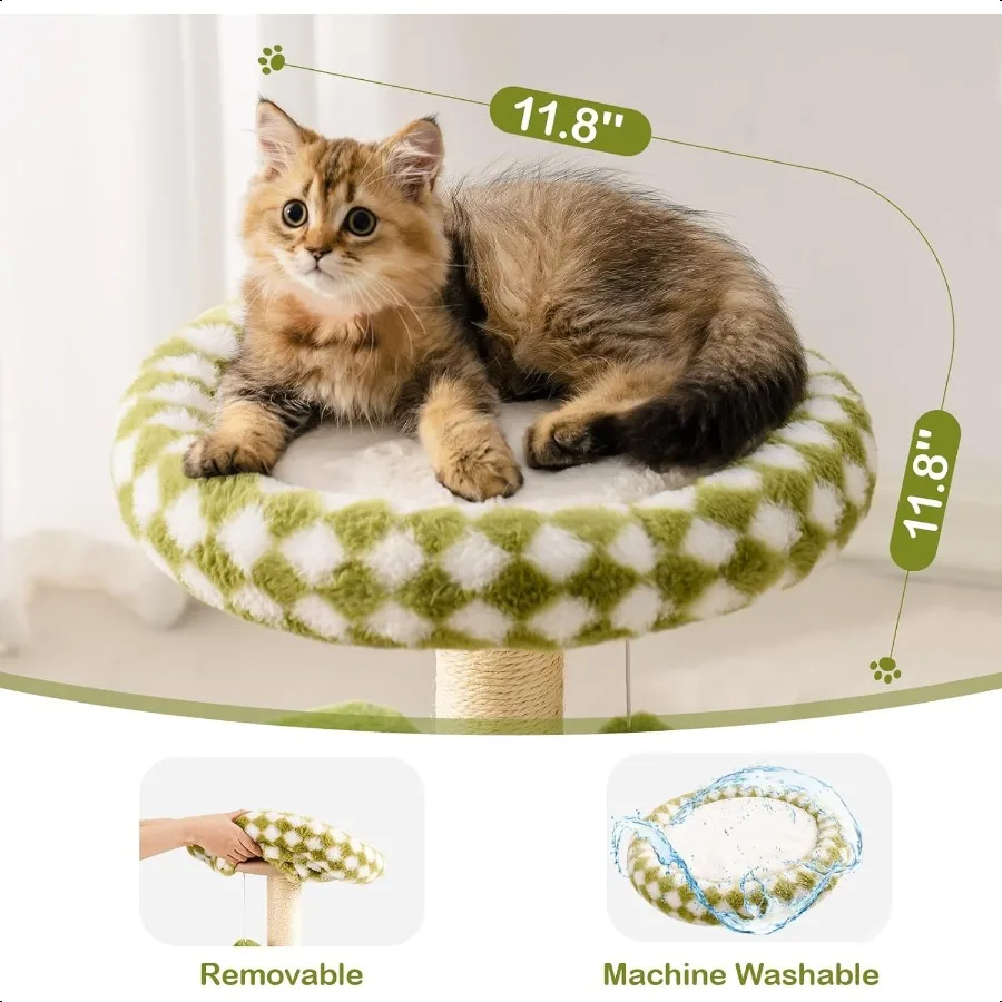 برج شجرة القطط الصغيرة برج القط مع عمود خدش أشجار القطط مع جثم القطط القابل للإزالة للقطط الداخلية الكبيرة الكبار لطيف القط Tre #3