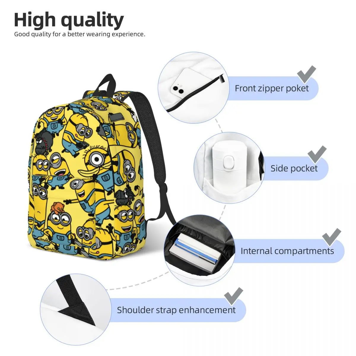 Minions The Rise Of Gru Cartoon Backpack for Student School Bookbag Daypack Preschool Primary Bag Travel