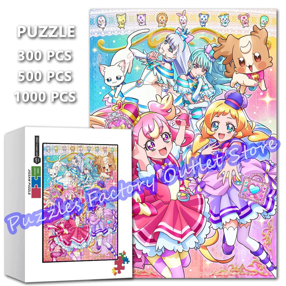 Wonderful Precure Anime 300/500/1000 Pieces Cartoon Two Are Pretty Cure Beauty Girl Jigsaw Puzzle for Kids Education Toys Gifts