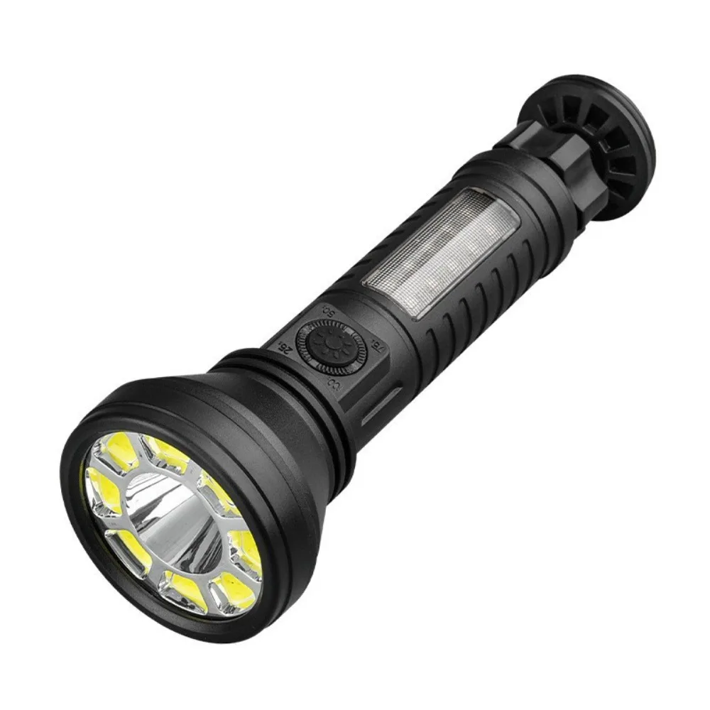 LED Dual-Light Source Flashlight, Super Bright USB Rechargeable Torch with Long Battery Life - Portable, Hook & Magnet Design