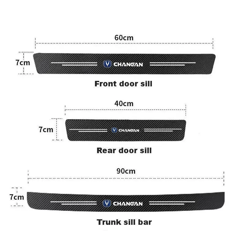 60X7CM Auto Door Sill Protection Tape Carbon Fiber Protector Strip Sticker for Changan CS75 PLUS CS95 CS35 alsvin CS15 CS55 Eado