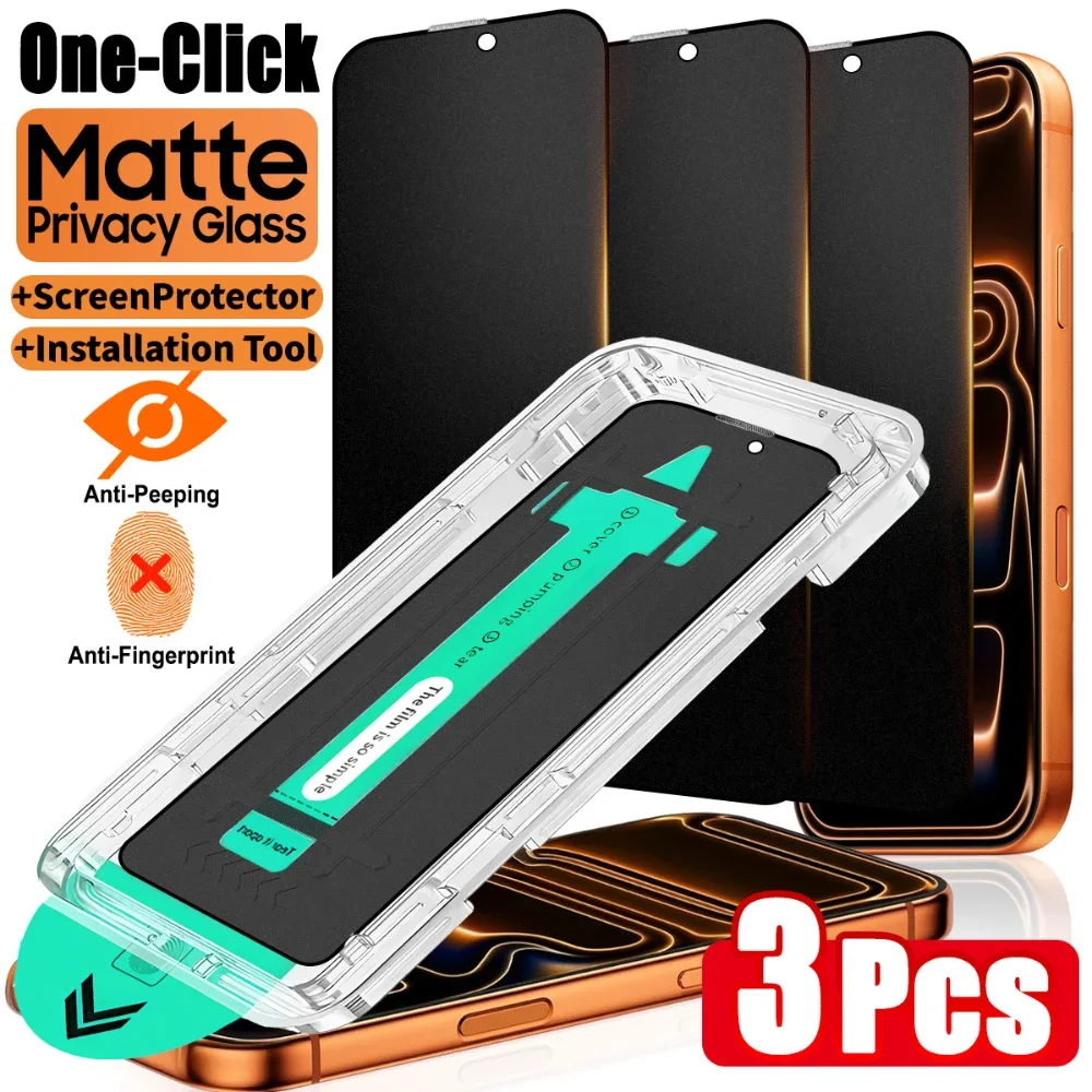 3-1er-Pack Anti-Spionage Oleophobe Beschichtung Staubfreie Einfache Installation Matt Displayschutzfolie für iPhone 16 14 13 12 15 17 11 Pro Max