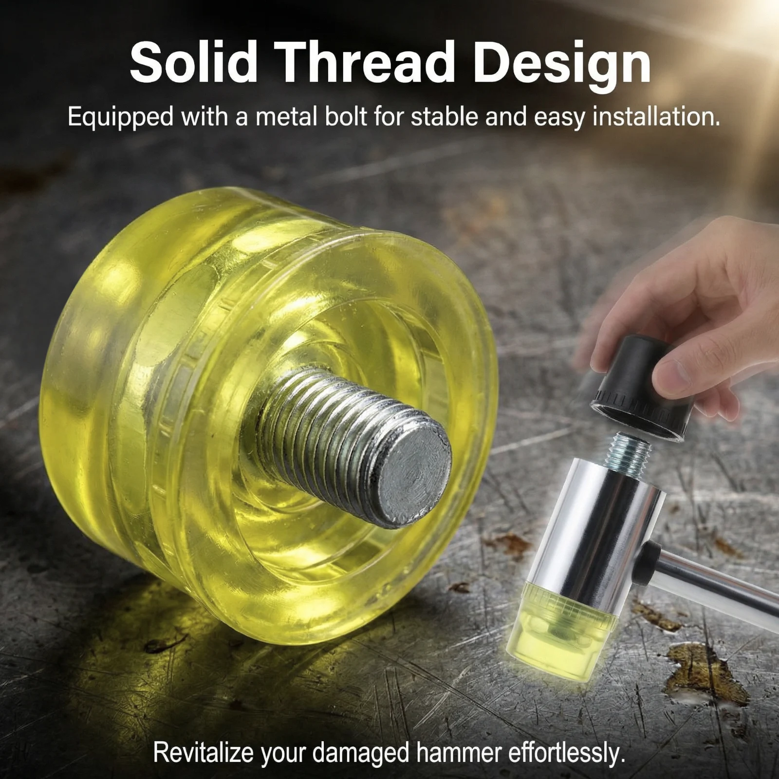 2 pcs 24 mm Rubber Hammer Replaceable Hammer Head Double Faced Work, Glazing Window Beads Hammer Nylon Head Mallet Tool