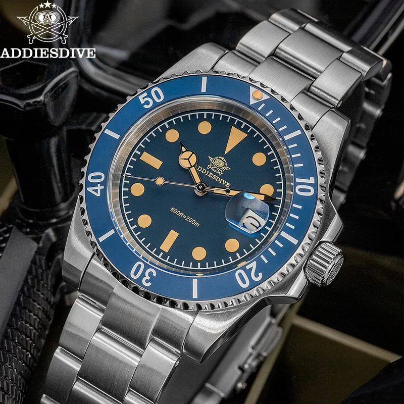 

ADDIESDIVE Men Watches 41mm Quartz Wristwatch Ceramic Bezel 200m Diving Waterproof Super C3 Luminous Diver Men's Watch
