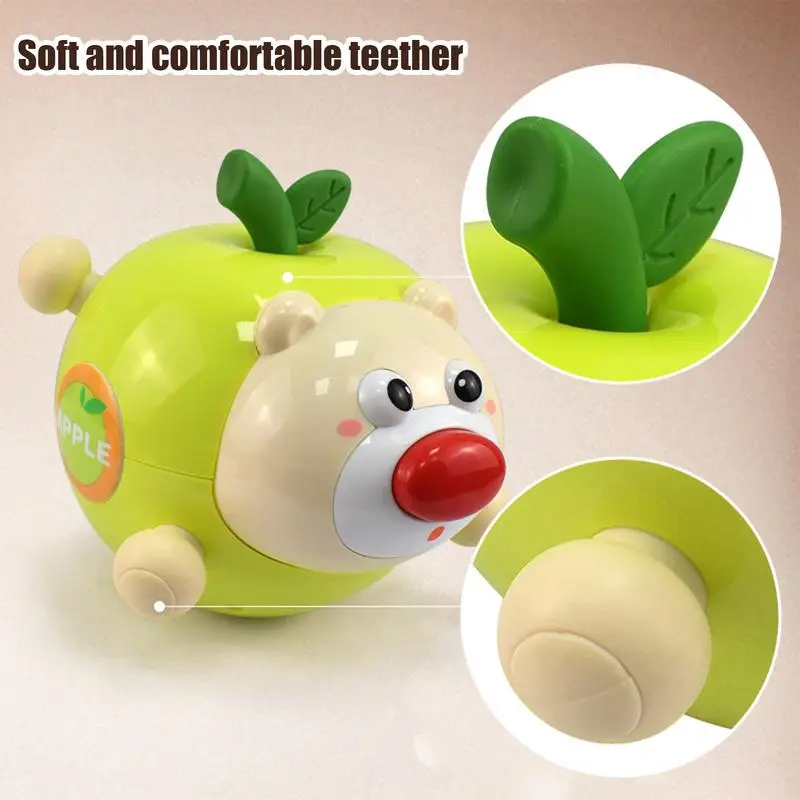 Kids Wobble Toy Fruit Rolling Shaking Toys Bear Wobbler Teething Toy Educational Wobbling Player Toy With Bell Ring & Sound For