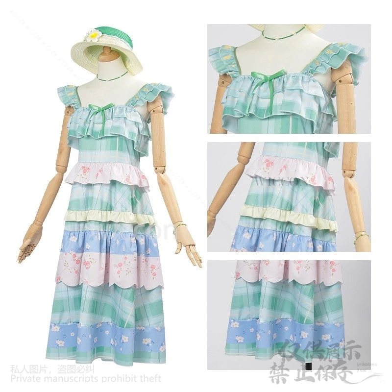 Аниме игра Infinity Nikki косплей костюм для девочек летнее платье на бретельках с цветочным принтом без рукавов многослойный торт Лолита богемный индивидуальный заказ