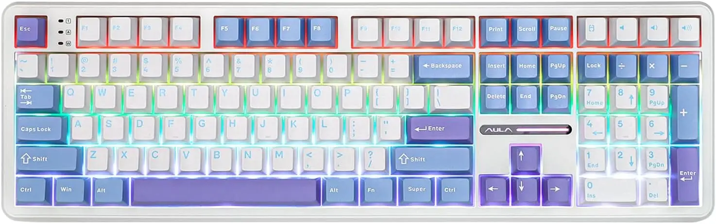 Full-Size Wireless Mechanical Gaming Keyboard with RGB Backlight, Hot-Swappable Keys, and Long Battery Life for PC/Mac/Android