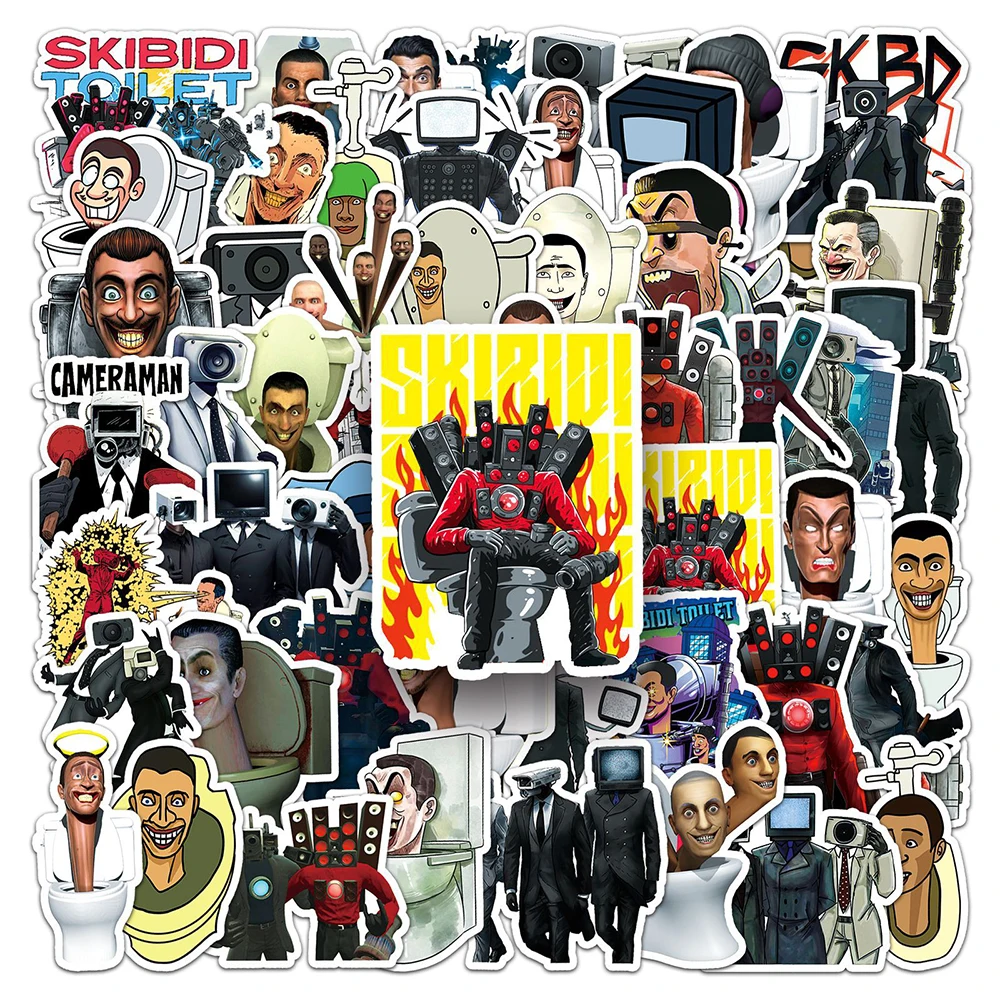 10/30/50 Stück Coole Skibidi Toiletten-Aufkleber Lustige Wasserfeste Graffiti-Sticker DIY Schreibwaren Helm Handy Dekoration Aufkleber Spielzeug
