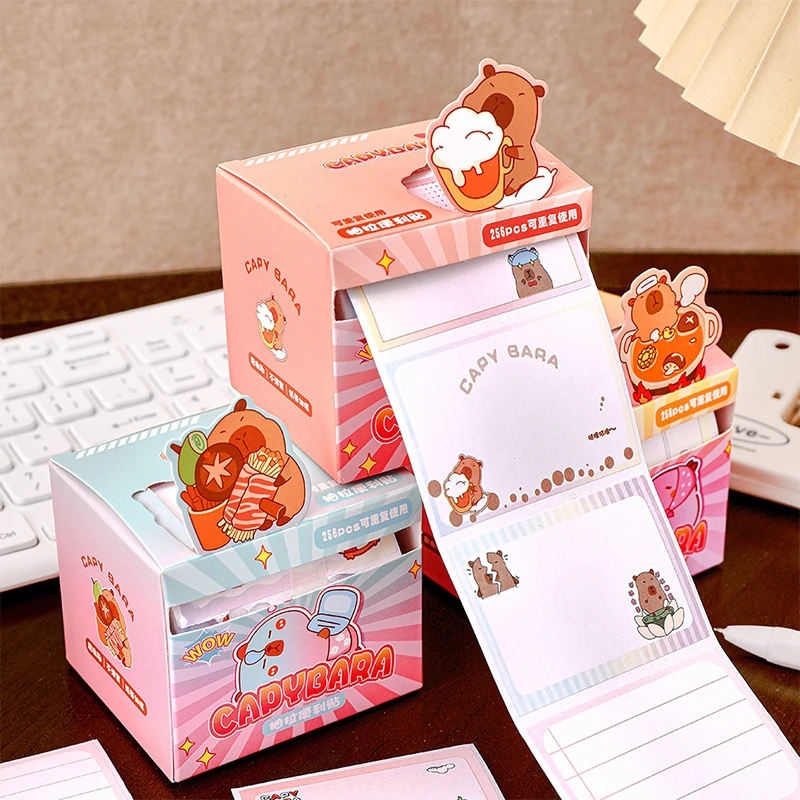 256Sheets Cartoon Capybara Sticky Notes Creative Convenience Book Cute Planner Stickers Stationery Student Birthday Present
