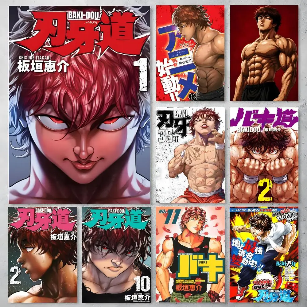 B-Baki the Grappler Poster Poster Stickers Painting Mural HD Wall Decals for Bedroom Living Room Home Self-Adhesive