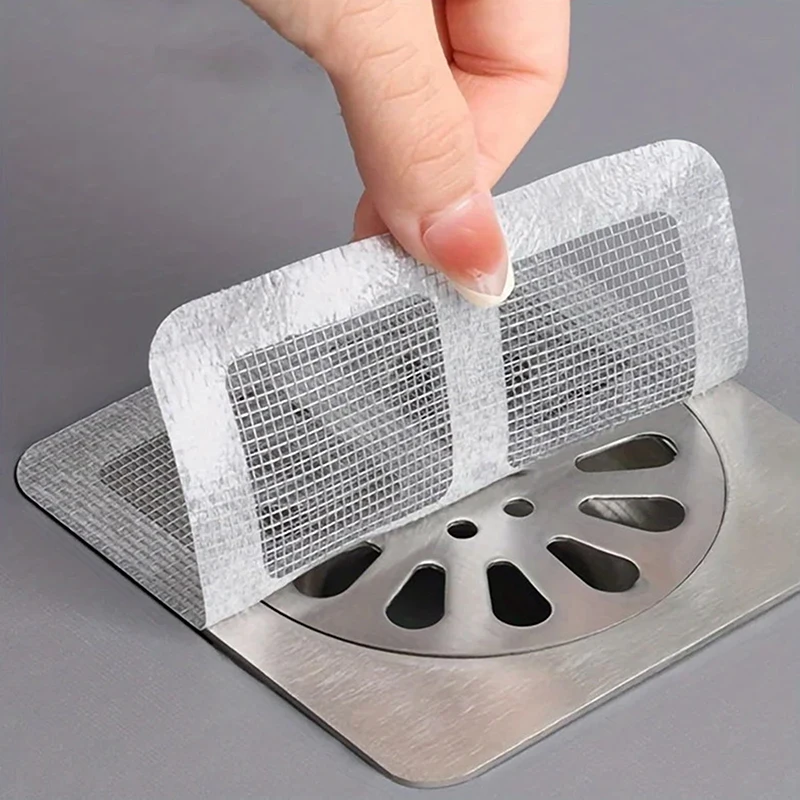 10/50PCS Anti Blocking Filter Screen Hair Catcher Drain Strainer Kitchen Bathroom Disposable Floor Drain Sticker Dust Preventio