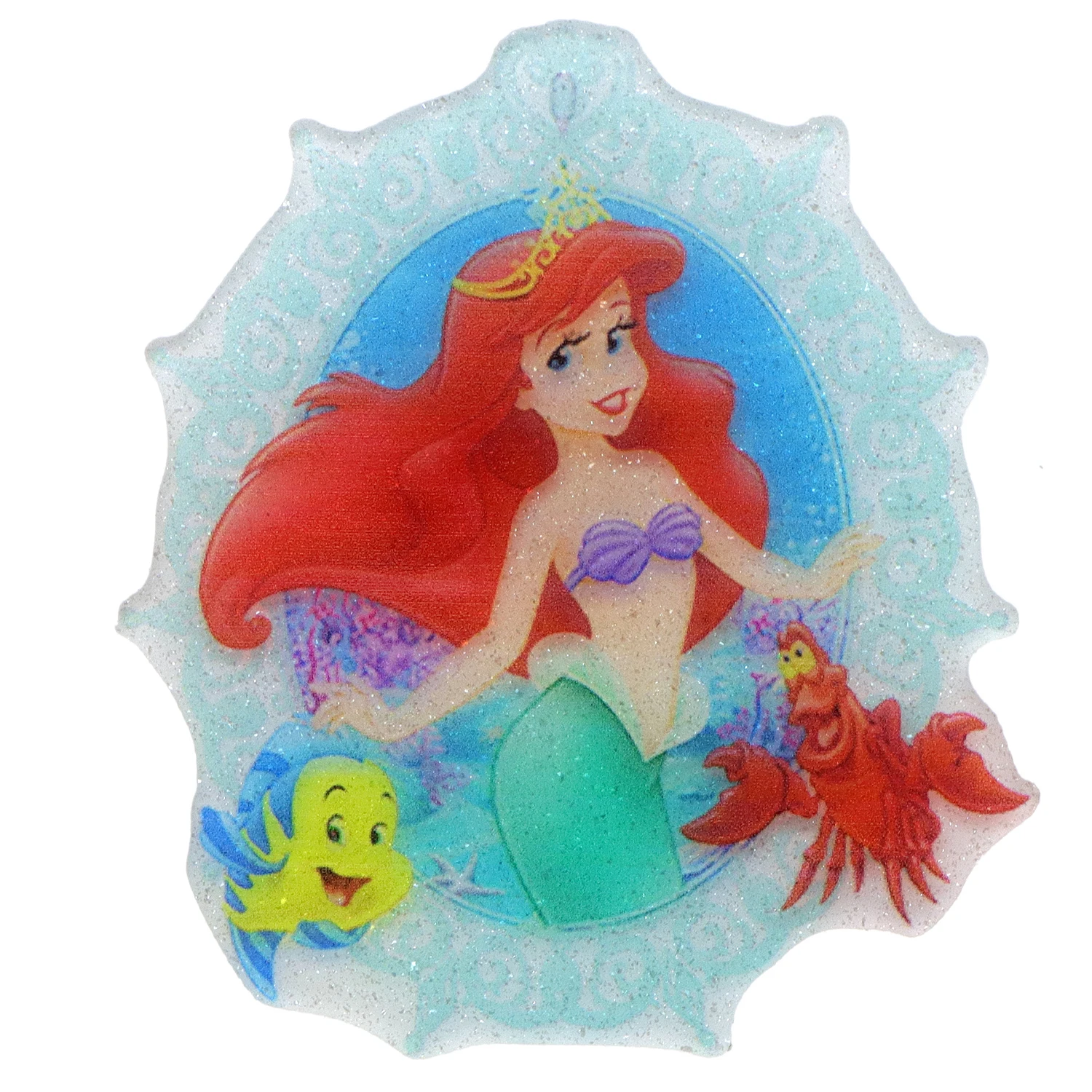 Disney Mermaid Ariel 5pcs Planar Resin Flatback Glitter Claer Acrylic Craft Supplies Cabochon Scrapbook DIY Hair Bow Material