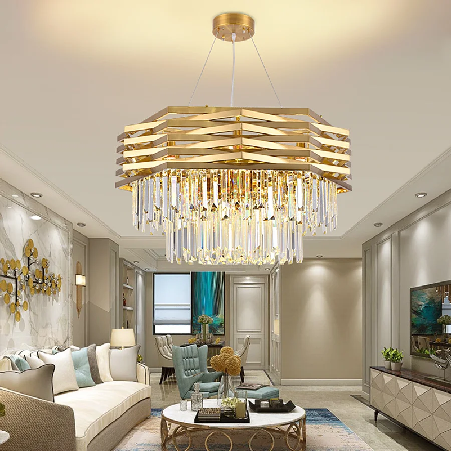 

Postmodern crystal luxury glass LED chandelier simple round living room fixtures lighting dining room bedroom hanging lamps
