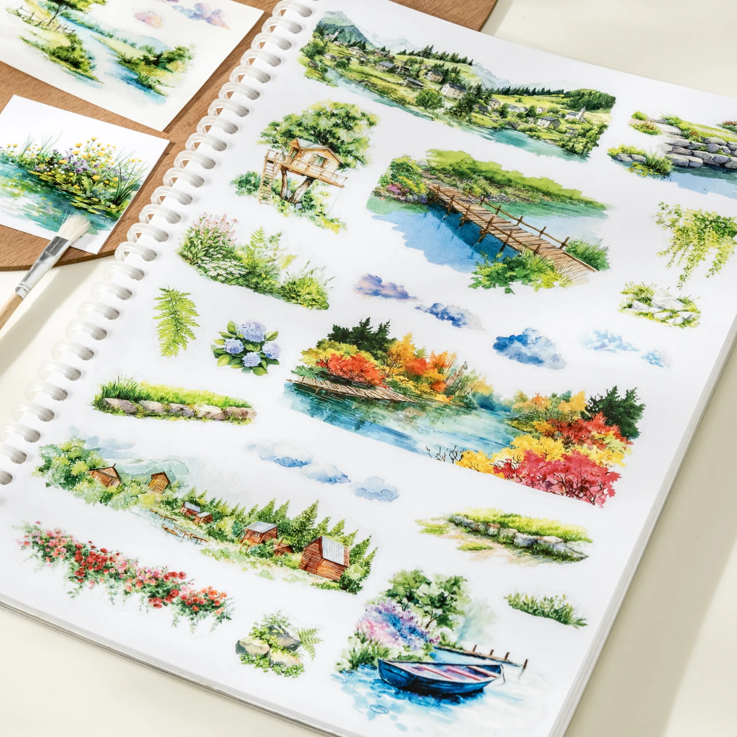 Vintage Mountain Tree Plant Flower Landscape PET Sticker Book Creative DIY Journal Material Collage Scrapbooking Stationery