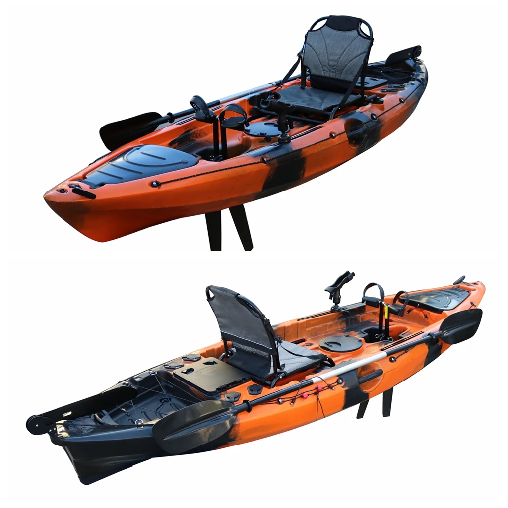 

One-Person PE Hard Plastic Pedal Fishing Kayak 4m Inflatable HDPE Hull for Adults with Fins for Lake & River Usage