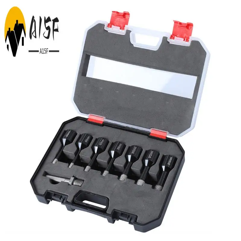 

A15F-8 шт. M14 Набор алмазных сверл для плитки 6/6/8/8/10/12/14 мм M14 Набор алмазных сверл для фарфоровой плитки, мрамора, стекла