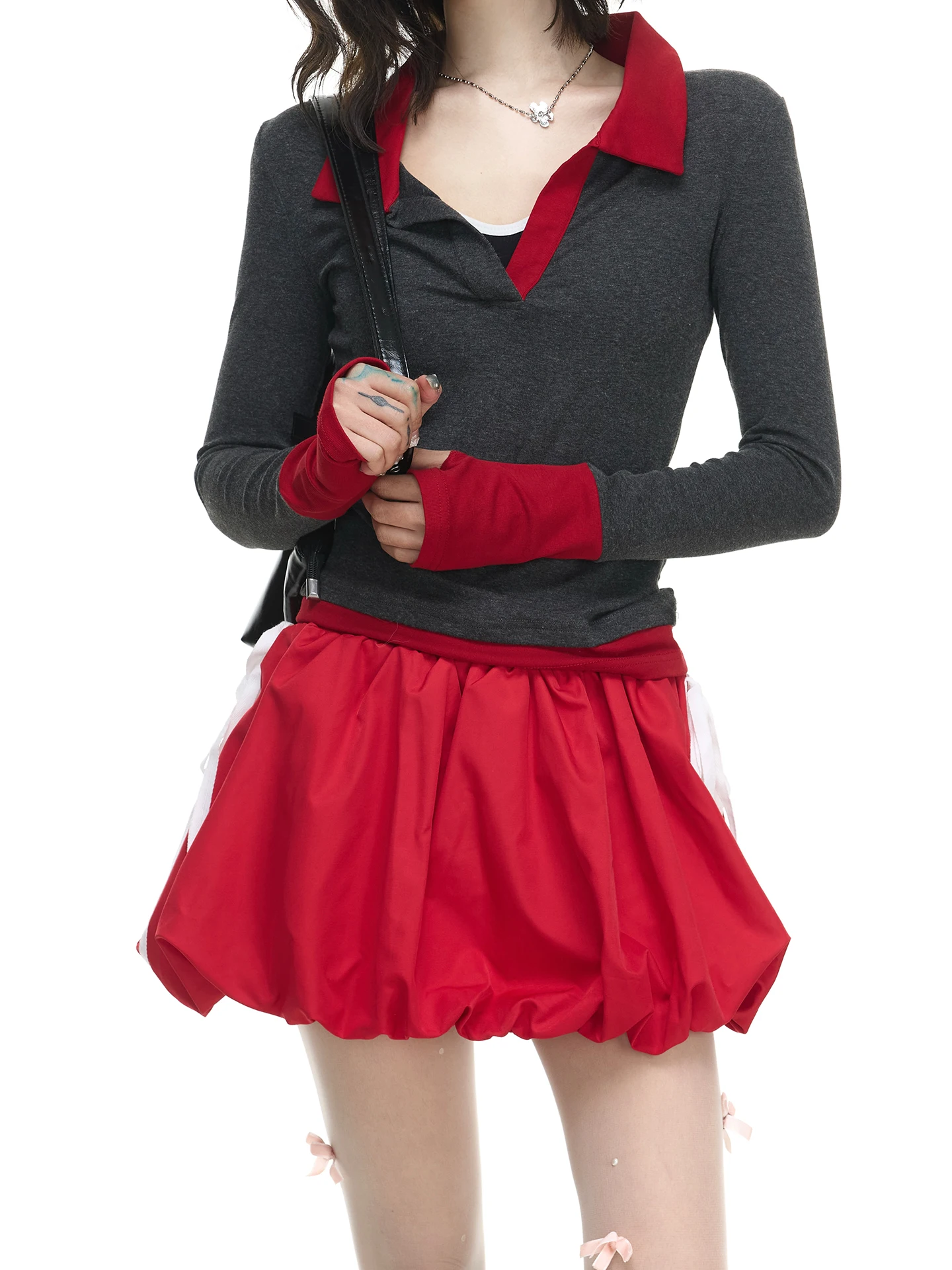 

Юбка-брюки A-силуэта ASTRSK Korean Sweet Cloud Flower Bud, женская, с высокой талией, утягивающая, пышная, сексуальная, средней длины