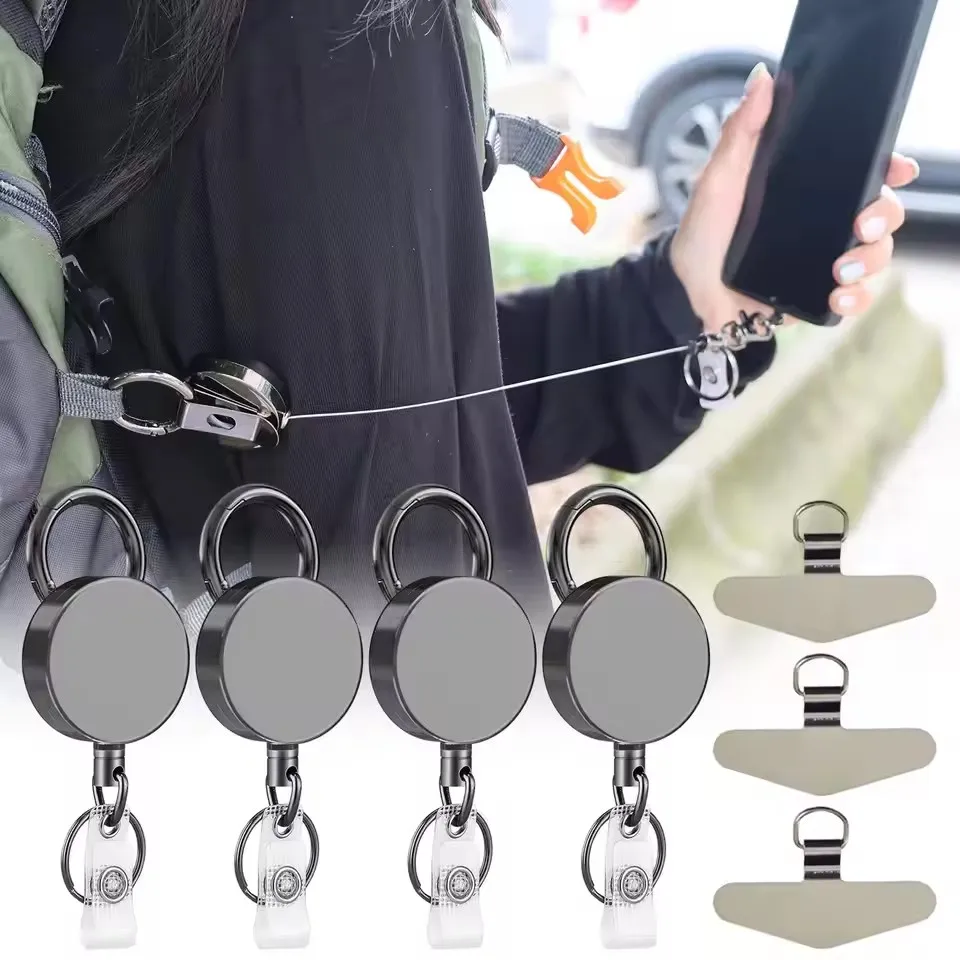 Retractable Anti-Theft Phone Holder Smartphone Safety Lanyard Straps Keychain Card Anti-Drop Harness for Hiking Cycling Climbing