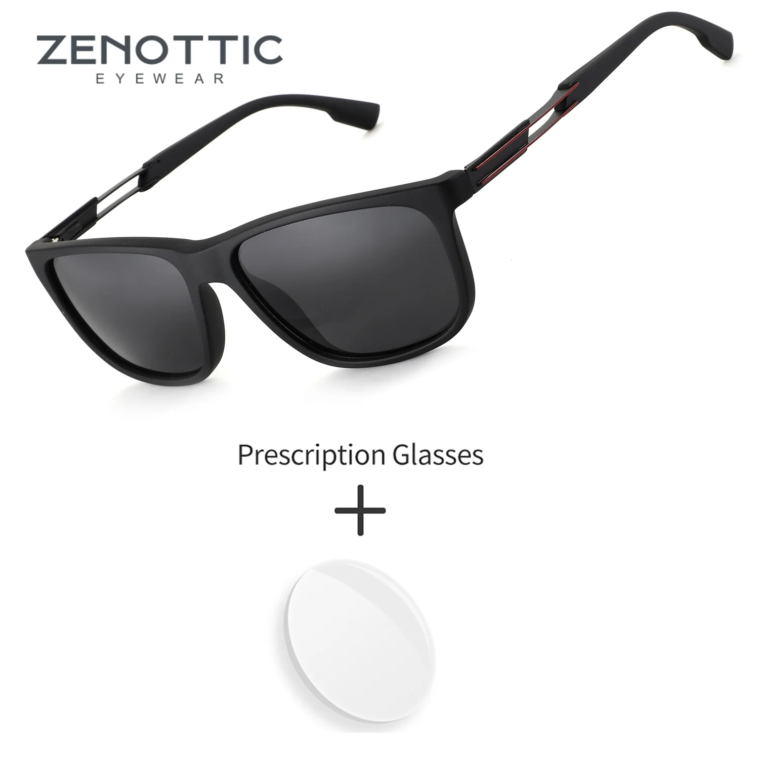 

ZENOTTIC (XL Size) TR90 UV400 Polarized Square Men's Sunglasses Prescription Sun Glasses Myopia Lenses Sunscreen Eyeglasses