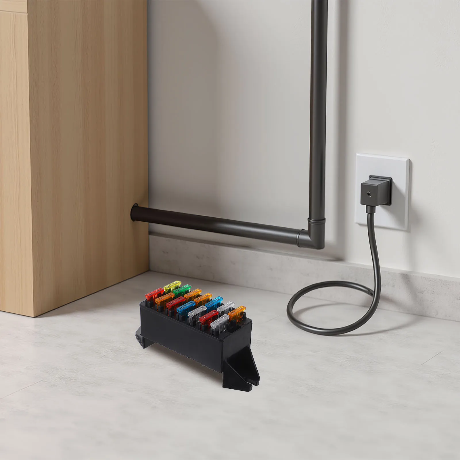 

1pc Double Row Fuse Box Refitting Base Car Fuse Holder Flame Retardant Dust Resistant For Trucks Rvs Boats Auto Electrical