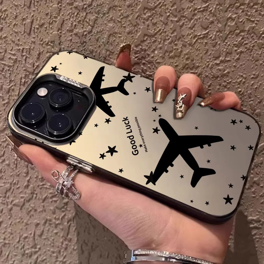 Luxus Flugzeug Telefon Fall Für iPhone 15 Pro Max 13 11 16 14 12 16promax 15promax 14promax Stoßfest Weiche IMD Mate Funda Abdeckung