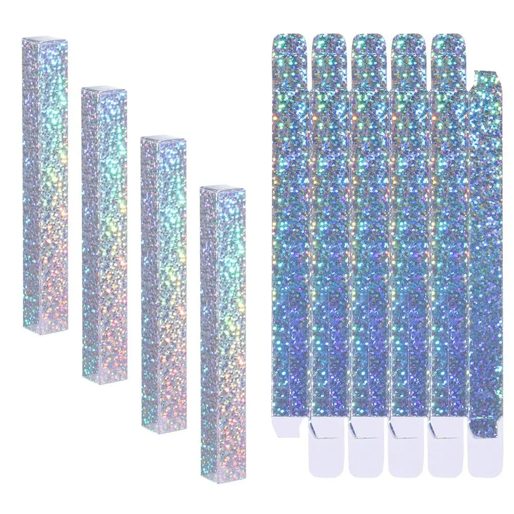 50Pcs Empty Eyeliner Pencil Box Glitter Holographic Iridescent Packaging Boxes DIY Makeup Eyebrow Pencil Lash Glue Pen Gift Box