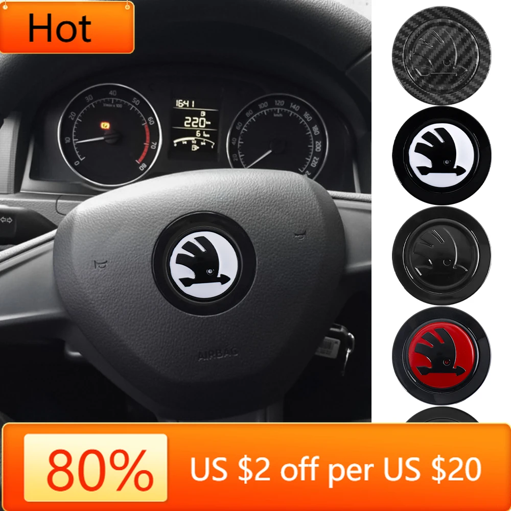 

For Skoda Car Sticker 2025 New 1pcs Car Steering Wheel Emblem Cover Decoration Sticker for Skoda 3 2 A5 A7 A2 Superb 3 Fabia 2 K