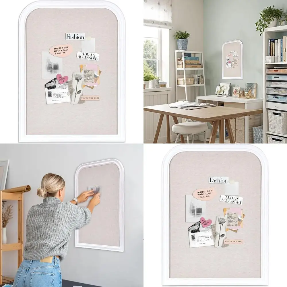 

Доска для объявлений в льняной обложке, 23,6x17,7 дюймов, белая деревянная рамка, декоративная доска для заметок и сообщений дома, в школе или офисе