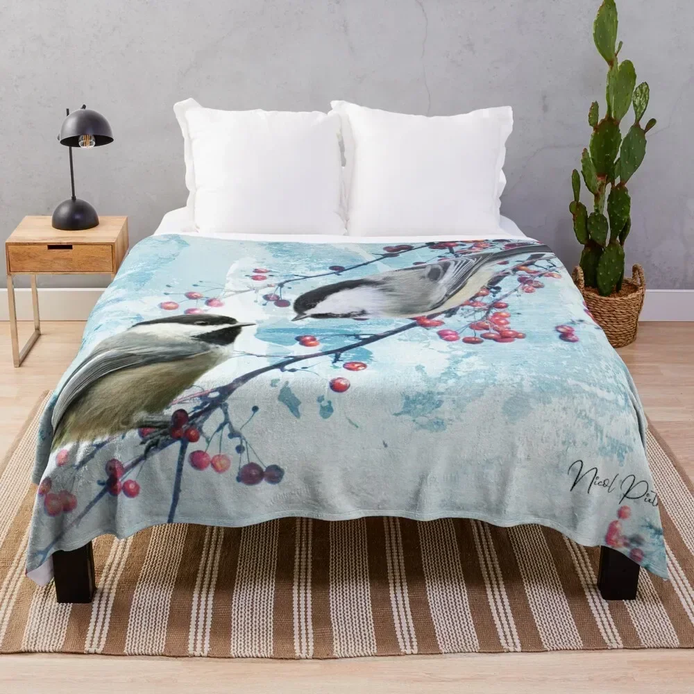 

Chickadee Red Berry Modern Country Farmhouse Art A630 Throw Blanket Long Lasting Soft Plush Blanket for Daily Use